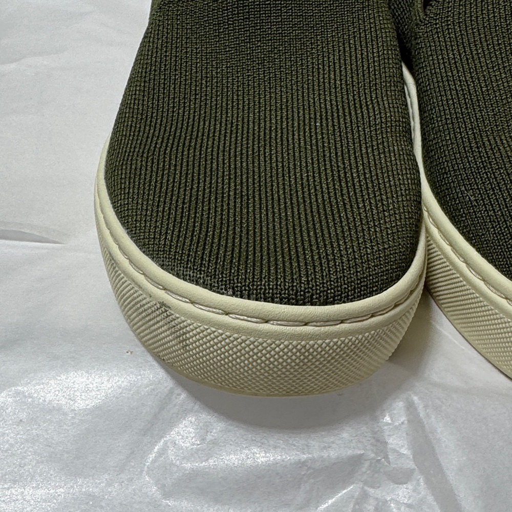Rothy's Olive Slip-On Shoes with Blue Trim - Picture 4 of 16